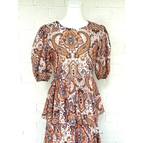 Anthropologie x Kachel Tiered Maxi Dress Medium Boho Peasant Paisley Feminine - Picture 6 of 15